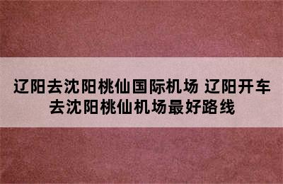 辽阳去沈阳桃仙国际机场 辽阳开车去沈阳桃仙机场最好路线